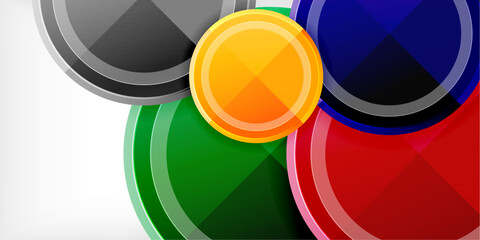 Leinwandbilder - Abstract background - multicolored circles, trendy minimal geometric design, vector illustration