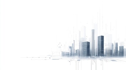 Poster - Abstract cityscape digital illustration.  Possible use stock photo for technology, design, urban planning