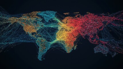 Fototapete - International economic development representation with a high-resolution global trade map.