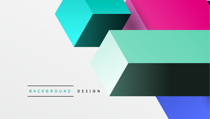Poster - Sleek abstract design featuring isometric 3D blocks in a clean, modern composition. Perfect for tech-inspired themes, with vibrant colors and geometric precision