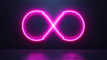 Fototapete - Neon infinity symbol glowing against a dark background, creating a vibrant and modern atmosphere