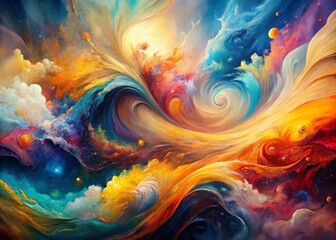 Poster - Hand-Painted Abstract Surrealism Textures: Vibrant, Whimsical Background for Design Projects