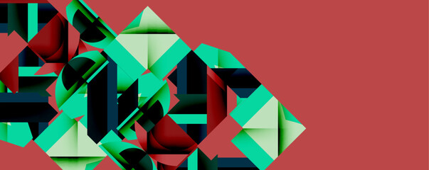 Aufkleber - Abstract geometric composition with interlocking circular and angular shapes, featuring smooth gradients and sharp contrasts on a white background