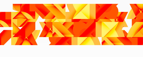 Leinwandbilder - Abstract geometric composition with interlocking circular and angular shapes, featuring smooth gradients and sharp contrasts on a white background