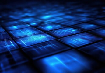 Aufkleber - Abstract Background with Blue Illuminated Squares and Lines Creating a Futuristic Digital Grid Effect for Technology Concepts and Design Purposes