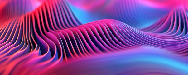 Poster - A vibrant, wavy surface with colorful gradients, showcasing intricate patterns and textures in shades of pink, blue, and purple.
