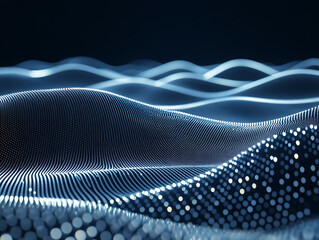 Fototapete - Dynamic blue waves digital art abstract visualization studio aerial perspective futuristic concepts