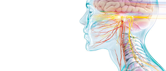 Poster - Neuroscience exploration human brain and nervous system anatomy medical illustration clear background scientific insight