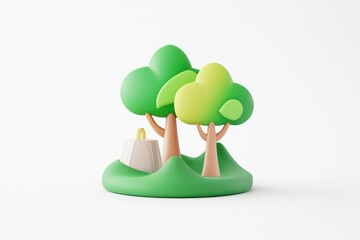 Fototapete - 3D environmental icon, minimalist design with clear edges on a white background.