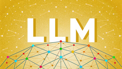 Aufkleber - digital illustration featuring llm acronym with network design elements. , large language model - ll