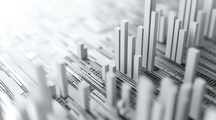 Poster - Abstract graphic of 3D bar charts, data visualization, financial report