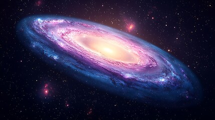 Spiral galaxy in deep space; vibrant colors; celestial event; astronomical photo; science background