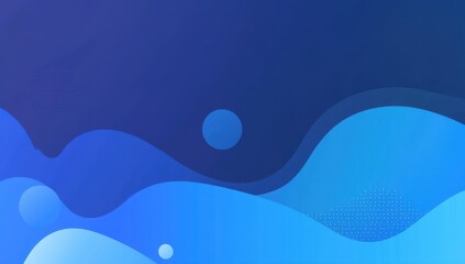 Poster - Abstract Blue Background with Smooth Waves and Circles for Creative Design, Digital Art, and Graphic Projects, Ideal for Website and Social Media Use
