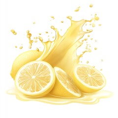 Poster - Freshly Sliced Lemons with Juicy Splash Creating a Refreshing Citrus Scene : Generative AI