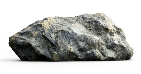 Poster - A large rough stone rock isolated on a clean white background showcasing texture and natural details : Generative AI