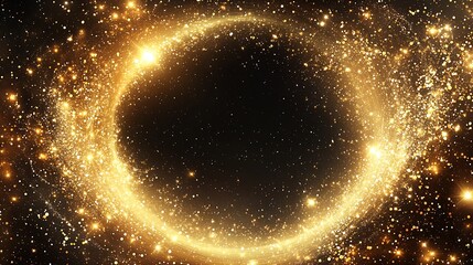 Poster - Glittering cosmic background filled with sparkling stars and golden particles creating a magical atmosphere : Generative AI
