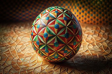 Poster - Low Light Geometric Easter Egg Design, Abstract Paper Texture Background
