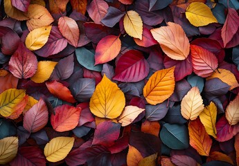 Poster - Vibrant Autumn Leaves in a Rich Array of Colors Creating a Stunning Fall Background : Generative AI