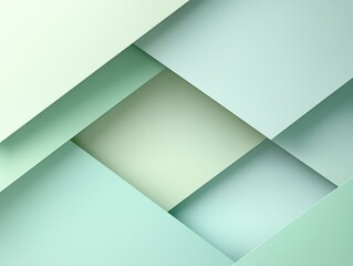 Fototapete - Minimalist pastel green layered paper background featuring geometric shapes and soft colors for design projects : Generative AI