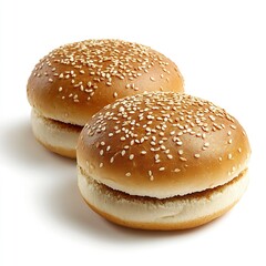 Aufkleber - Freshly baked sesame seed hamburger buns ready for making delicious sandwiches and burgers : Generative AI