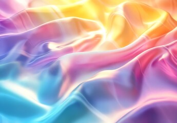 Poster - Draped shiny fabric in warm tones of orange and cool hues of blue for stylish design purposes : Generative AI