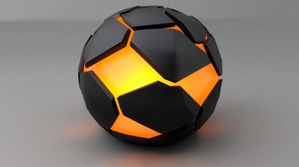 Poster - Futuristic Black and Orange Geometric Sphere with Glowing Effect