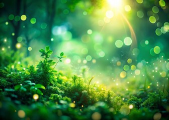 Poster - Lush Green Bokeh Background: Abstract Nature Photography