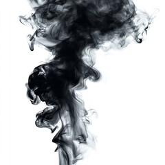 Poster - Intricate black smoke rising elegantly in swirling shapes on a clean white canvas : Generative AI