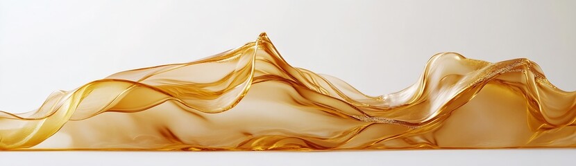 Leinwandbilder - Abstract flowing golden fabric drapes creating a mountainlike landscape : Generative AI