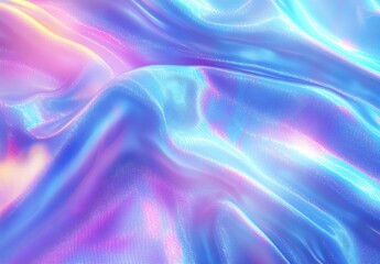 Fototapete - Flowing silky fabric in shades of blue and pink creating a vibrant and dreamy texture : Generative AI