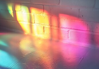 Poster - Colorful Reflections of Light Creating a Vibrant Rainbow Effect on a Textured Surface : Generative AI