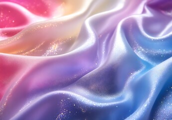 Fototapete - Glistening Satin Material with Dreamy Pastel Colors and Gentle Flowing Shapes : Generative AI