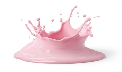 Aufkleber - Fluid pink splash creating an exciting visual with soft edges and a bright white backdrop : Generative AI