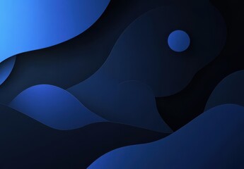 Poster - abstract blue gradient background with flowing shapes and curves creating a sense of depth and tranq