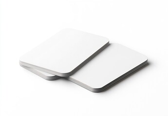 Fototapete - Set of smooth white rectangular sheets stacked on a plain background for design use : Generative AI