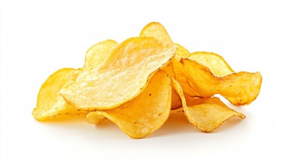 Aufkleber - Piled High Golden Potato Chips on a Bright Background for Snacking and Enjoying Anytime : Generative AI