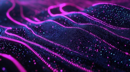 Poster - Colorful Waves of Light on Dark Background in Abstract Design