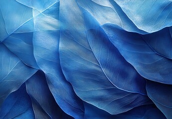 Poster - Abstract Blue Leaves Background with Textures and Patterns for Modern Design Projects and Nature Themes in Digital Art and Print Media