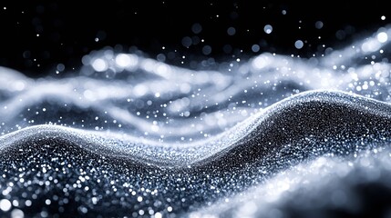Leinwandbilder - Enchanting Shimmering Waves of Light Particles in Black Background for Modern Design : Generative AI