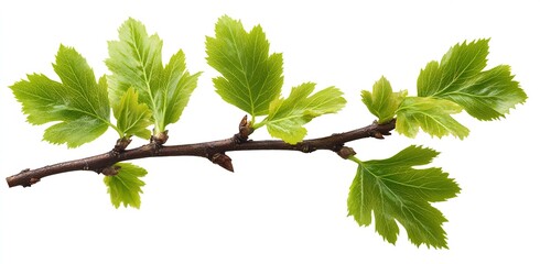 Poster - Fresh green leaves on a branch showcasing natural beauty and vibrant colors for nature enthusiasts : Generative AI