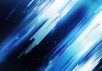 Poster - Abstract Blue Light Streaks Background with Space Elements for Technology and Design Applications