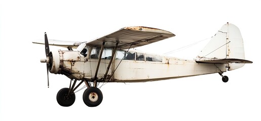 Poster - Vintage Propeller Aircraft in Flight against a White Background : Generative AI