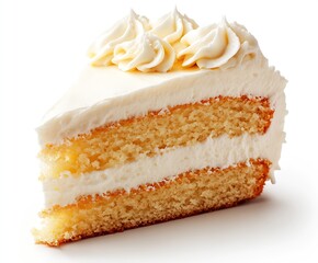 Aufkleber - Delicious slice of vanilla cake with creamy frosting and elegant decor perfect for any celebration : Generative AI