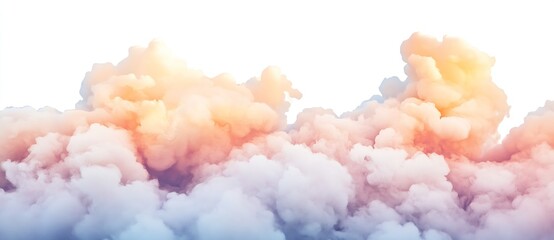 Aufkleber - Vibrant Soft Clouds in Pastel Shades of Pink and Orange Against a Bright White Background : Generative AI