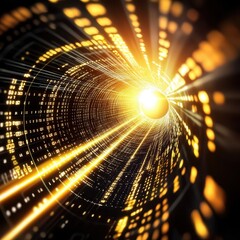 Poster - Light Burst in Digital Space with Abstract Data Stream Effect