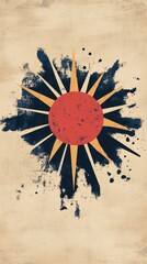 Poster - A stylized illustration of a sun with radiant rays