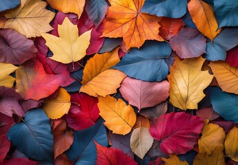 Poster - Colorful Autumn Leaves Spread Across the Ground Forming a Beautiful Natural Carpet : Generative AI