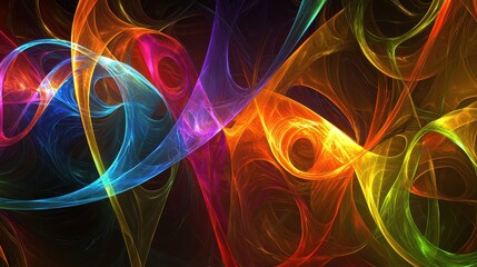 Poster - Colorful Abstract Waves in Bright Light Trails and Modern Design
