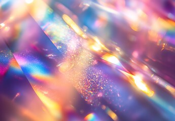 Fototapete - Macro shot of colorful light patterns and reflections creating an abstract artistic background : Generative AI