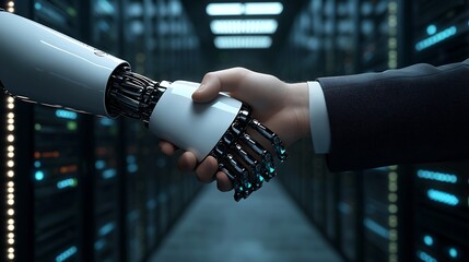 Poster - The moment of connection between a robotic hand and a human hand in a modern data center environment : Generative AI